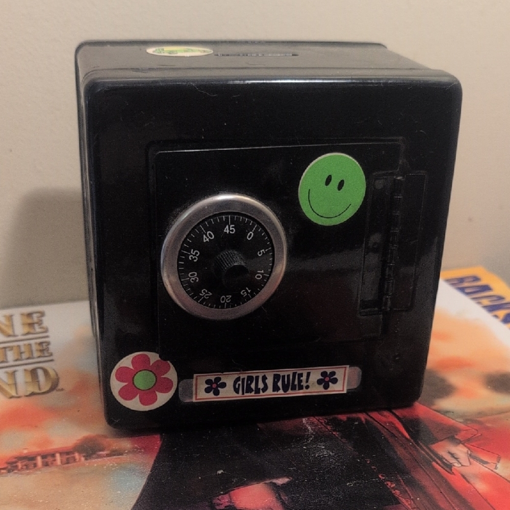 Y2K Limited Too 6" Black Mini Combination Safe Coin Piggy Bank Girl Rule Vintage